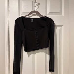 Shein cropped sheer sleeve top